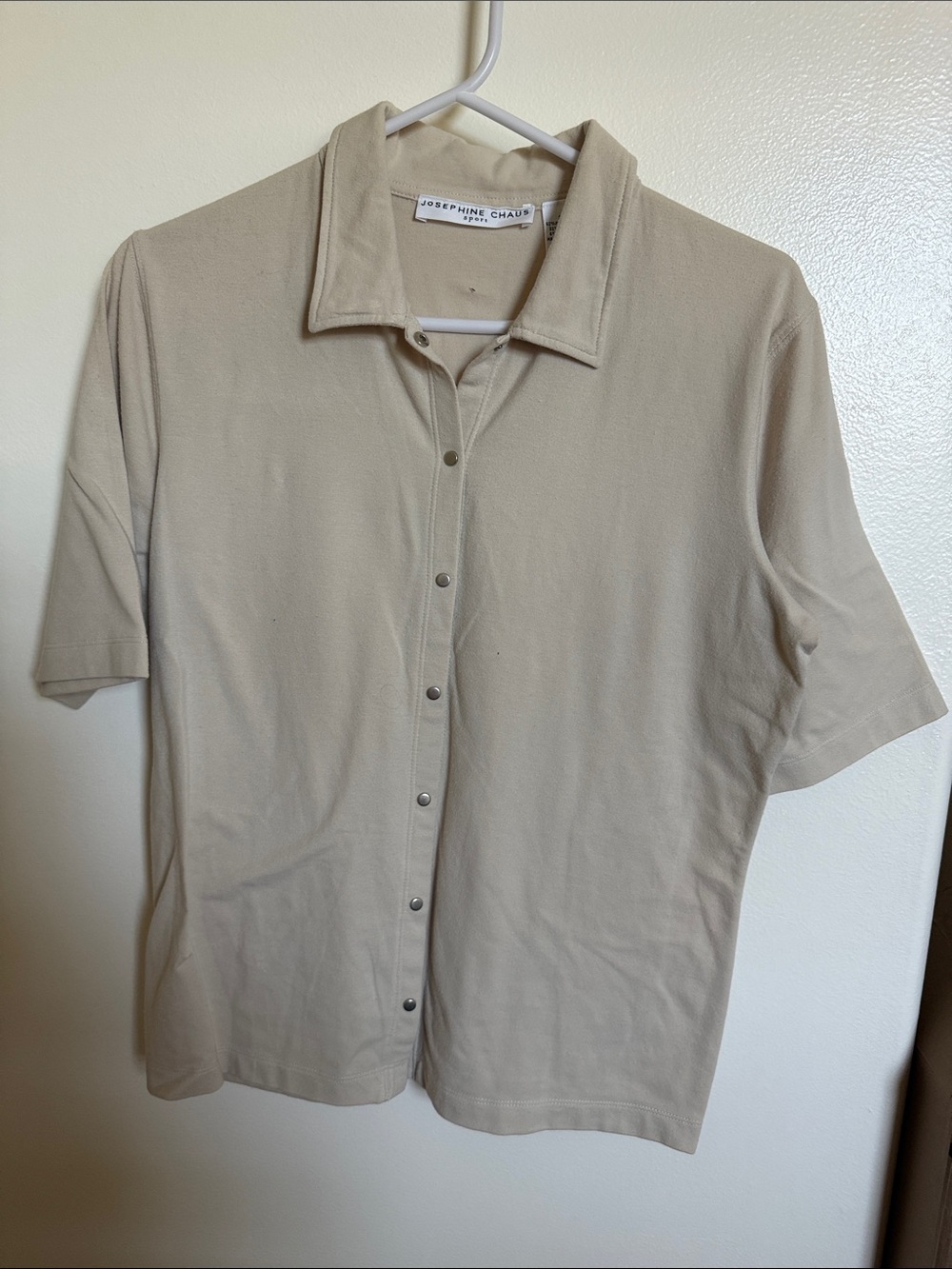 Josephine Chaus Men's Short-Sleeve Snap-Front Polo in Beige